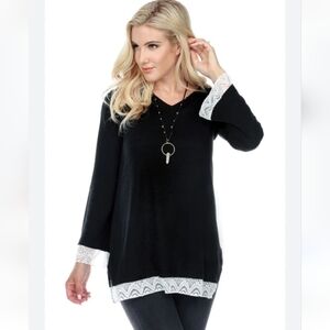 Yak & Yeti Casual black and white  long Sleevesless waffle knit top size S NWT